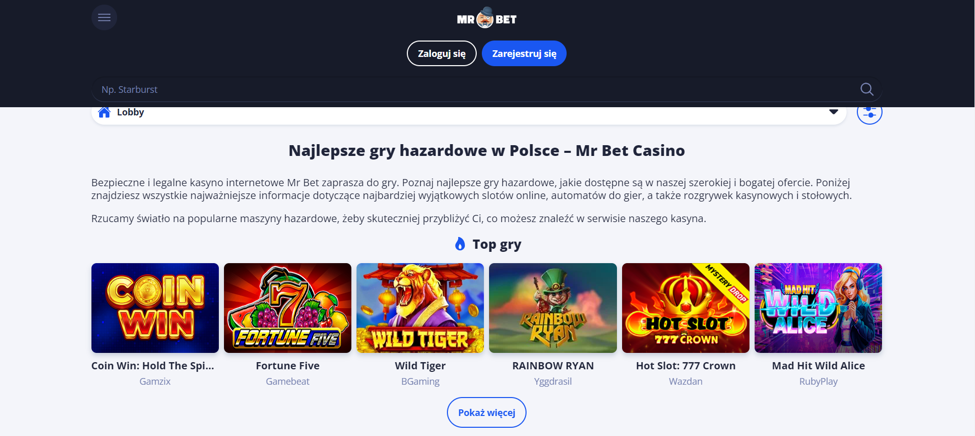 Najlepsze gry hazardowe w Polsce – kasyno online Mr Bet - Google Chrome 2024-03-21 17.53.40